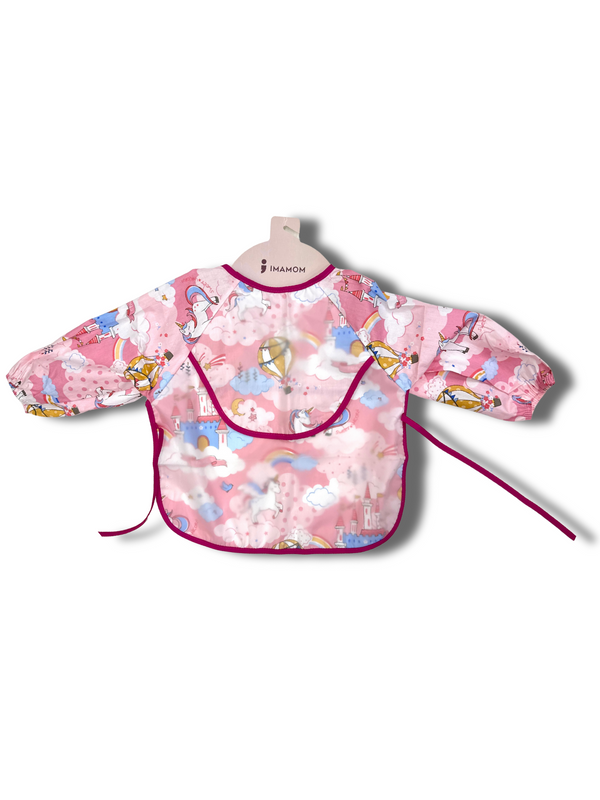 Baby Bib – Pink Unicorn Print | Full Sleeve & Waterproof