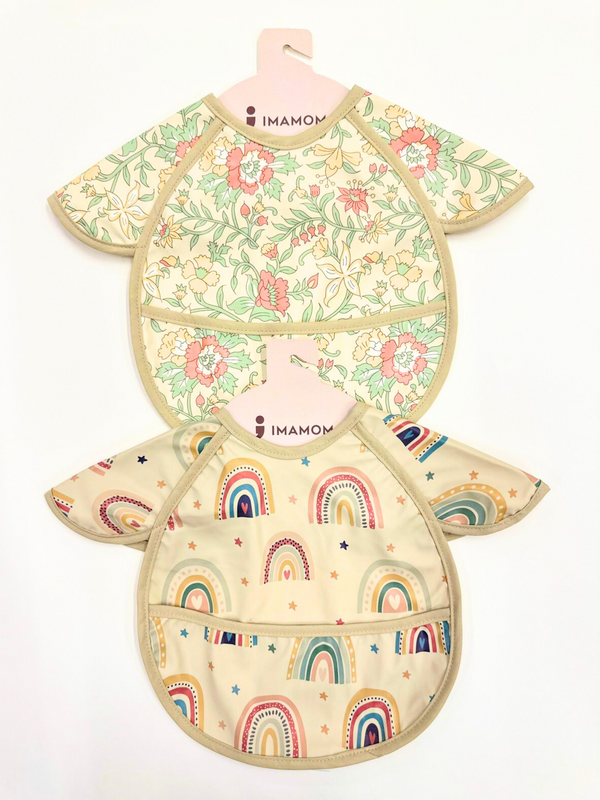 Baby Bibs Combo – Floral & Cartoon Print | Cap Sleeve & Waterproof