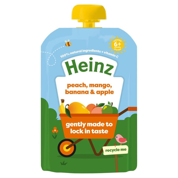Heinz Baby Puree with Peach, Mango, Banana & Apple - 100gms, 6+months