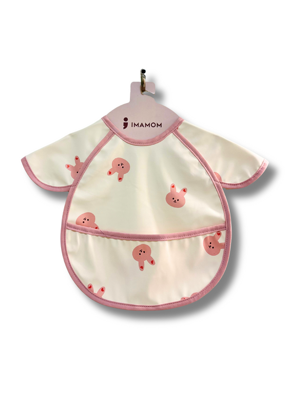Baby Bib – Bunny Print | Cap Sleeve & Waterproof
