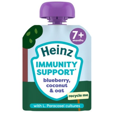 Heinz Baby Food Blueberry, Coconut & Oat Immunity Support Fruit Pouch 7+ Months