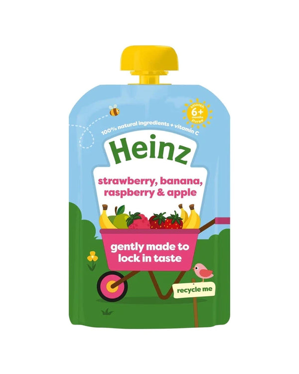 Heinz Puree with Strawberry, Banana, Raspberry & Apple - 6+months, 100gms