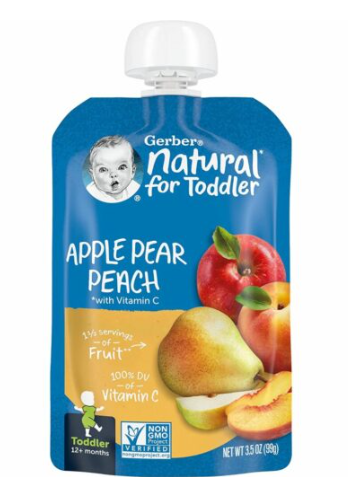 Gerber, Natural for Toddler, 12+ Months, Apple, Pear, Peach with Vitamin C, 3.5 oz (99 g)