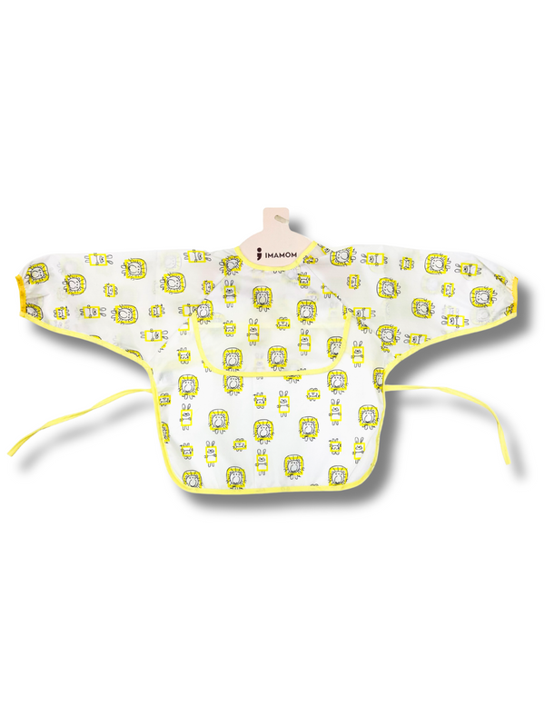 Baby Bib – White Lion Print | Full Sleeve & Waterproof