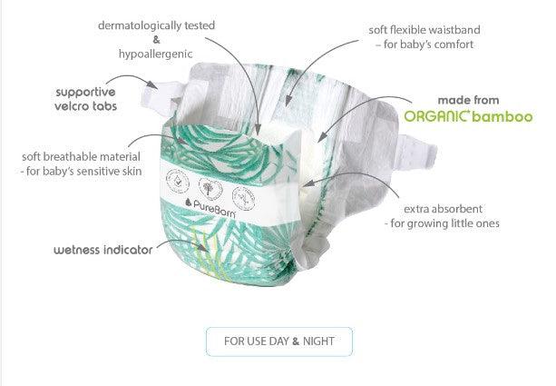 PUREBORN Organic Bamboo Diapers - IMAMOM